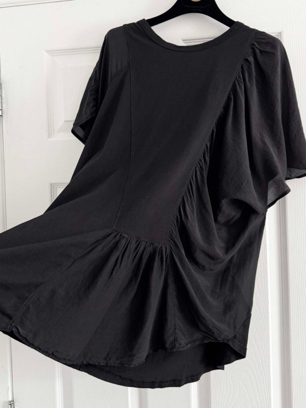 CLU Combo Cotton/Silk Blend Tee Shirt in Black, size Medium